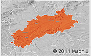 Political 3D Map of Louny, lighten, desaturated