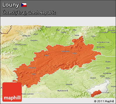 Political 3D Map of Louny, physical outside