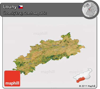 Satellite 3D Map of Louny, cropped outside