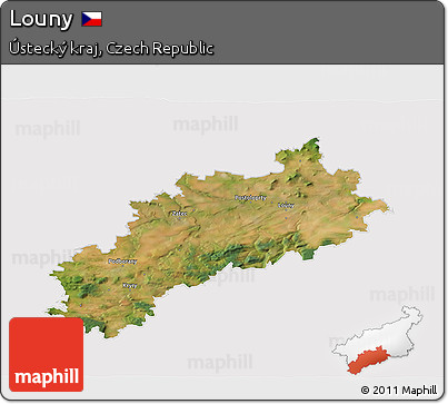 Satellite 3D Map of Louny, cropped outside