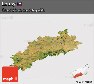 Satellite 3D Map of Louny, cropped outside