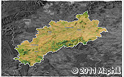 Satellite 3D Map of Louny, darken, desaturated