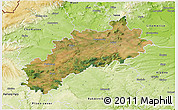 Satellite 3D Map of Louny, physical outside