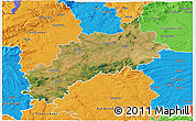 Satellite 3D Map of Louny, political outside