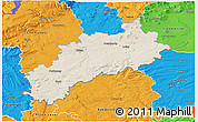 Shaded Relief 3D Map of Louny, political outside