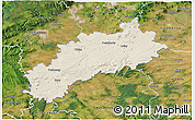 Shaded Relief 3D Map of Louny, satellite outside