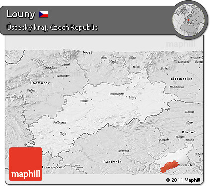 Silver Style 3D Map of Louny