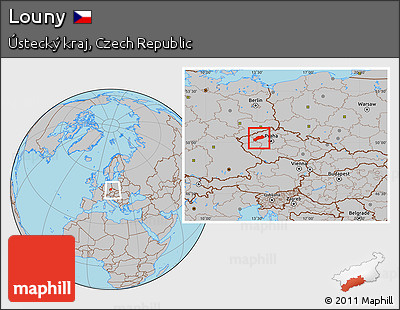 Gray Location Map of Louny, within the entire country