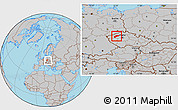 Gray Location Map of Louny, within the entire country