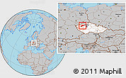 Gray Location Map of Louny, highlighted country, within the entire country