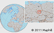 Gray Location Map of Louny, highlighted parent region