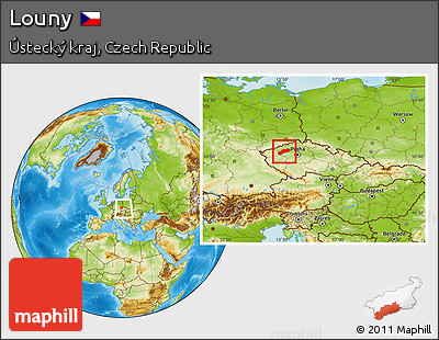 Physical Location Map of Louny, within the entire country