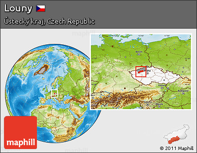 Physical Location Map of Louny, highlighted country, highlighted parent region