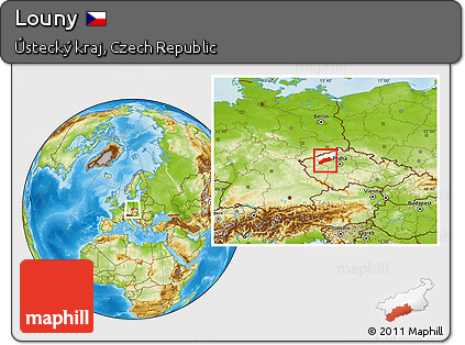 Physical Location Map of Louny, highlighted parent region