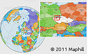 Political Location Map of Louny, highlighted country, highlighted parent region, within the entire country