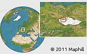 Satellite Location Map of Louny, highlighted country
