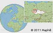 Savanna Style Location Map of Louny, highlighted country, within the entire country