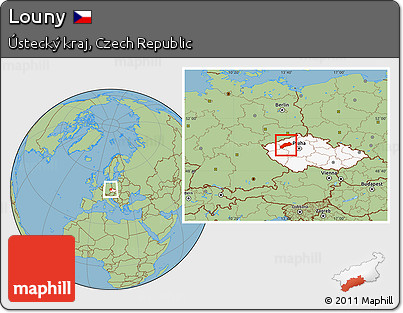 Savanna Style Location Map of Louny, highlighted country