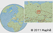 Savanna Style Location Map of Louny, hill shading