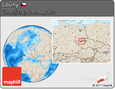 Shaded Relief Location Map of Louny