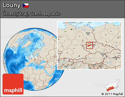 Shaded Relief Location Map of Louny