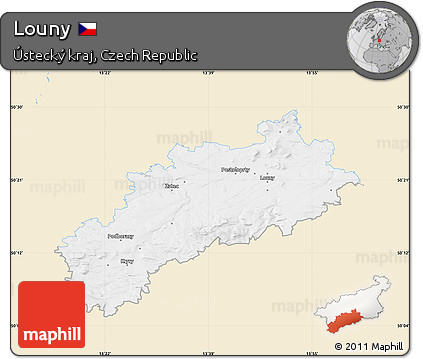 Classic Style Map of Louny, single color outside
