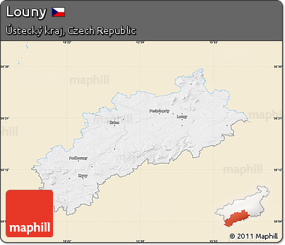 Classic Style Map of Louny, single color outside