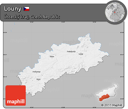 Gray Map of Louny, single color outside