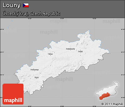 Gray Map of Louny, single color outside