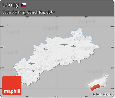 Gray Map of Louny, single color outside