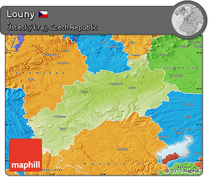 Physical Map of Louny, political outside