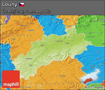 Physical Map of Louny, political outside
