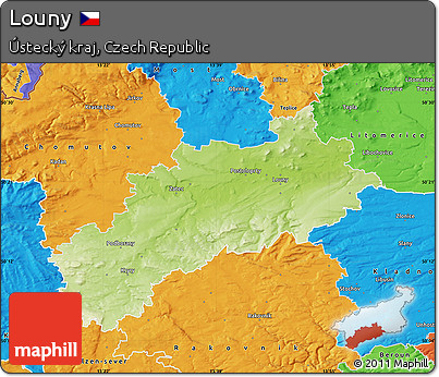 Physical Map of Louny, political outside