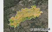 Satellite Map of Louny, darken, semi-desaturated