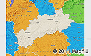 Shaded Relief Map of Louny, political outside