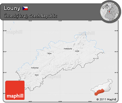 Silver Style Map of Louny, single color outside