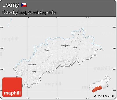 Silver Style Map of Louny, single color outside