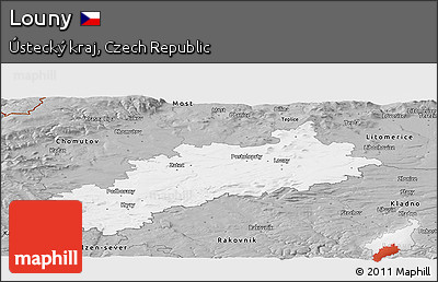 Gray Panoramic Map of Louny