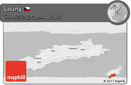 Gray Panoramic Map of Louny, single color outside