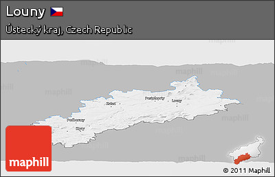 Gray Panoramic Map of Louny, single color outside