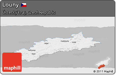 Gray Panoramic Map of Louny, single color outside