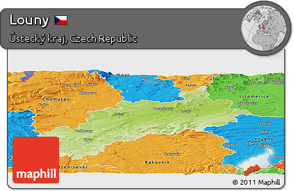 Physical Panoramic Map of Louny, political outside