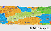 Physical Panoramic Map of Louny, political outside