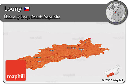 Political Panoramic Map of Louny, cropped outside