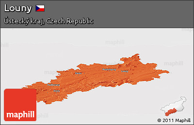 Political Panoramic Map of Louny, cropped outside