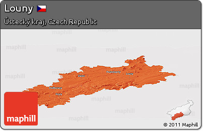 Political Panoramic Map of Louny, cropped outside