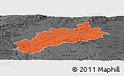 Political Panoramic Map of Louny, darken, desaturated