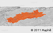 Political Panoramic Map of Louny, lighten, desaturated
