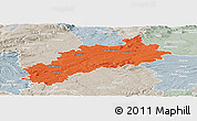 Political Panoramic Map of Louny, lighten, semi-desaturated