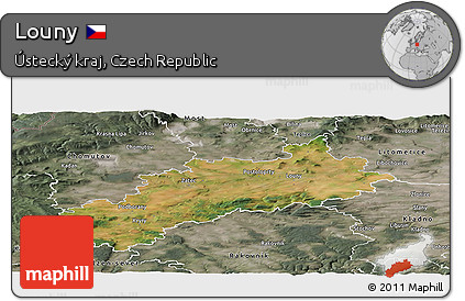 Satellite Panoramic Map of Louny, semi-desaturated